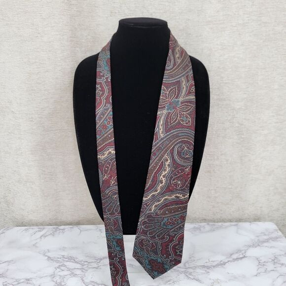 Peacock Vintage Italian Silk Paisley Patterned Necktie Men's Tie - Picture 1 of 7